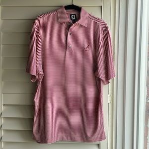 Footjoy Mens golf shirt with U. of Alabama scripted A in performance fabric